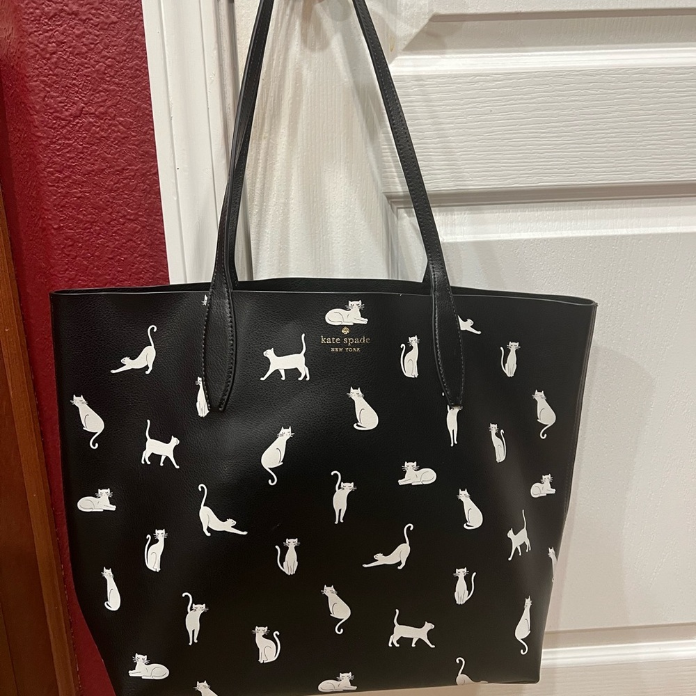 Kate Spade Black Tote with White Cat Design